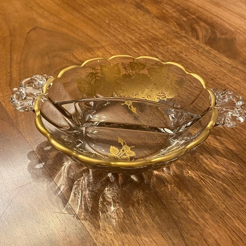 MCM vintage Viking New Martinsville Janice pattern divided relish dish
